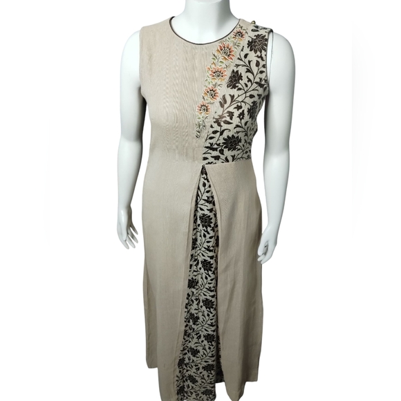 Vastra Women's Embroidered Breaded Art Wear India Potato sack Maxi Dress size 36 - Picture 1 of 8